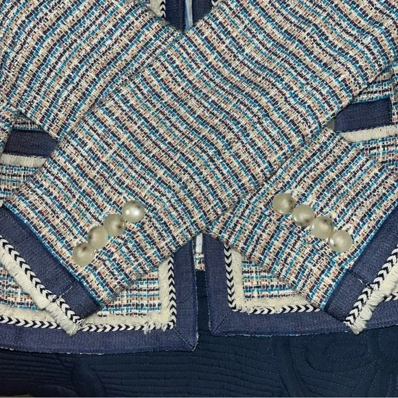 Veronica Beard Navy and Cream Tweed Blazer‎ Size 12 Business Tailored - Picture 9 of 10